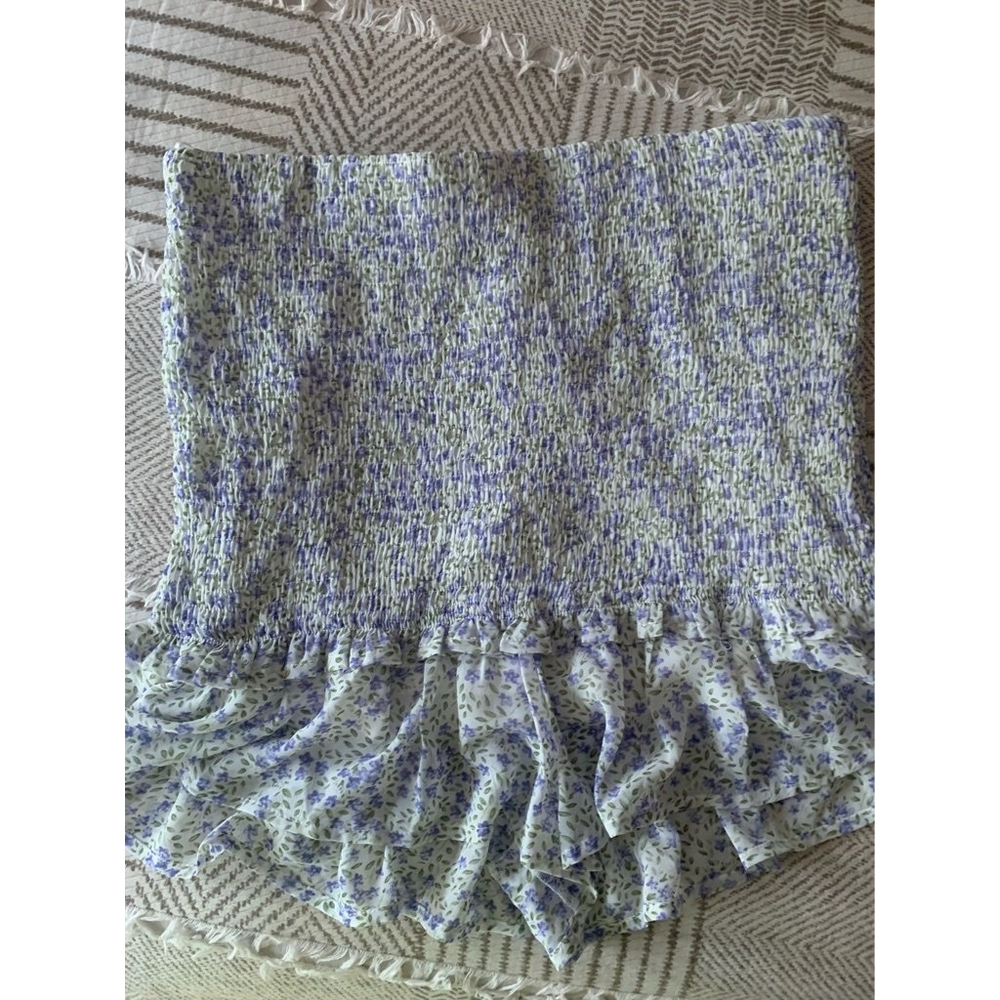 Mable Ruched High Waist Ruffle Floral Shorts - Picture 2 of 3